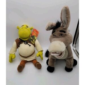 Dreamworks Shrek 2 16" Nanco Shrek And Beverly Hills Teddy Bear Co. Donkey Plush